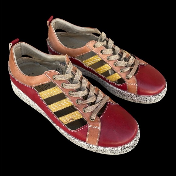 Spring Step L'artiste Porscha Color Block Red/Brown Leather Lace-Up SZ 8.5 - Picture 1 of 9